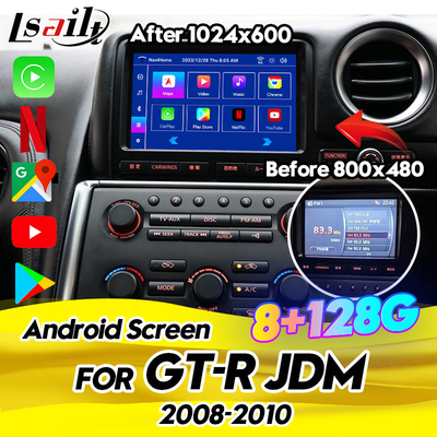 Ηθόνη πολυμέσων αυτοκινήτου για Nissan GT-R R35 2008-2010 μοντέλο JDM εξοπλισμένο με ασύρματο CarPlay, Android Auto, 8+128GB