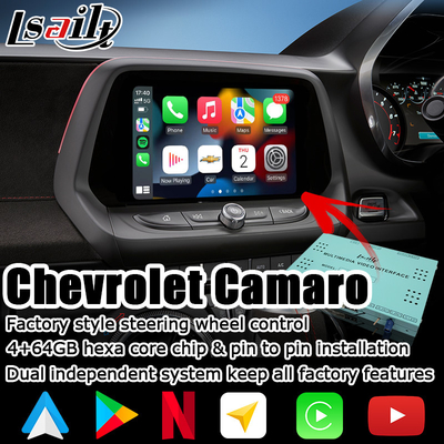 4+64GB αρρενωπός αυτόματος carplay τηλεοπτικός έλεγχος φωνής διεπαφών για Chevrolet Camaro 2016-2019