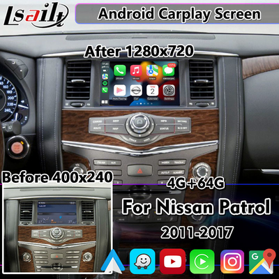 Lsailt 8 ιντσών Android Carplay οθόνη για Nissan Patrol Y62 Pathfinder 2011-2017 με ασύρματο Android Auto