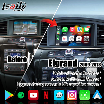 Ασύρματη οθόνη πολυμέσων αυτοκινήτων CarPlay για την περίπολο της Nissan Elgrand, αρμάδα Infiniti QX με τη ναυσιπλοΐα ΠΣΤ, αρρενωπό αυτοκίνητο