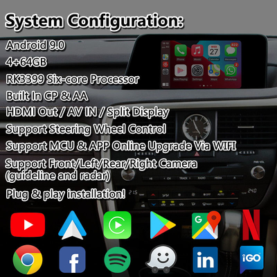 Διεπαφή πολυμέσων Lsailt Android για Lexus RX200T RX350 RX300 RX Mouse Control 2016-2019