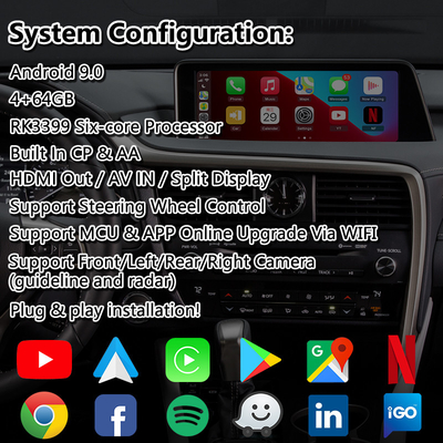 Lsailt Android Carplay Interface για το Lexus RX 450h 200T 350 450L 350L 300 F Sport 2016-2019