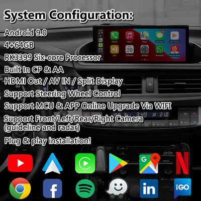 Lsailt Android Navigation Video Interface για το Lexus CT 200h FSport 2017-2022