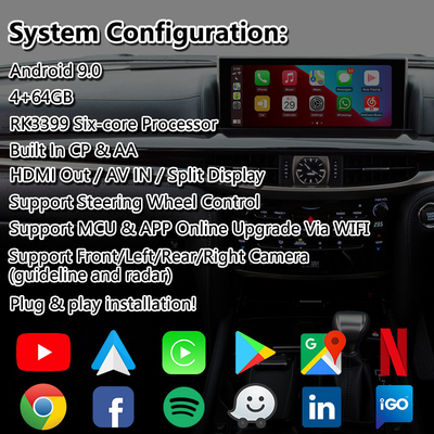 Lsailt Android Carplay πολυμέσων βίντεο διεπαφή για το 2016-2021 Lexus LX 570 LX570