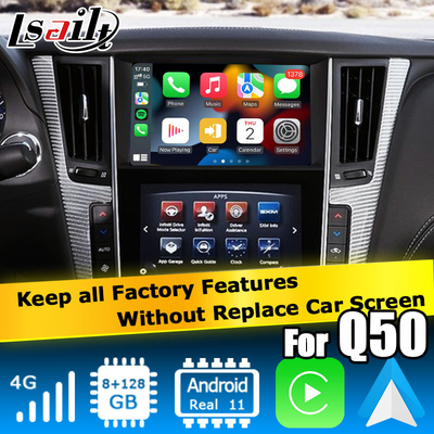 Διεπαφή GPS carplay, 8+128GB Android 11 διεπαφή κουτί πλοήγησης για Infiniti Q50 / Q60