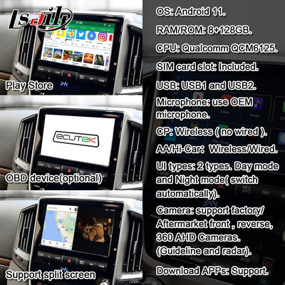 8+128GB Qualcomm Android Multimedia Video Interface για το Land Cruiser 2013-2021 LC200, VX_R, GX_R με ασύρματο CarPlay