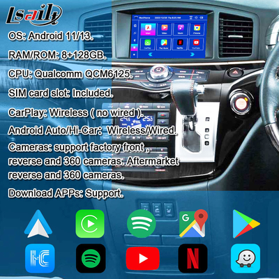 Android 13 8G Android Smart Infotainment Module για το Nissan Elgrand E52 2010-Συμπεριλαμβάνεται CarPlay, YouTube, οθόνη κεφαλαίου