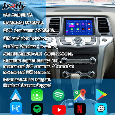Lsailt 8G CarPlay / Android Multimedia Interface για την Nissan Murano, Quest, Patrol Infiniti QX με NetFlix, Χάρτες Google