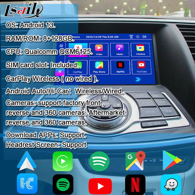 Nissan Multmedia Interface για την Teana J32 Murano Quest Patrol Android 13 Μονάδα Πληροφορικής και Διασκέδασης με NetFlix, YouTube