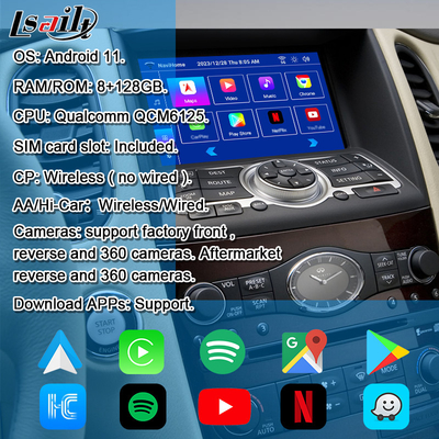 Lsailt 8G Android Infotainment Module για το Infiniti EX QX50 2008-2017 Περιλαμβάνει ασύρματο CarPlay, YouTube, NetFlix