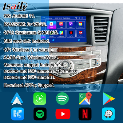 Lsailt 8G Android Multimedia Interface για το Infiniti QX60 JX35 2011-2020 Ενσωματωμένο ασύρματο CarPlay, Android Auto