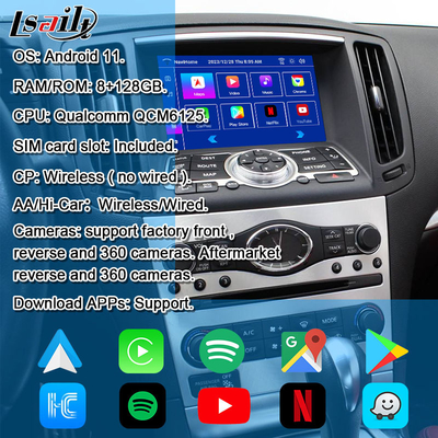 Lsailt 8G Android Multimedia Interface για το Infiniti Q40 Q60 G37 G35 Μοντέλο πληροφορικής και ψυχαγωγίας Ενσωματωμένο ασύρματο CarPlay