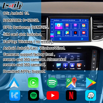 8+128G Android Navigation Box Μοντέλο πληροφορικής και ψυχαγωγίας για το Infiniti QX50 2018-2020 EX QX80 με ασύρματο CarPlay, Android Interface