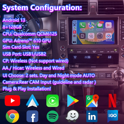 Lsailt Android Multimedia Video Interface για το 2013-2021 Lexus GX 460