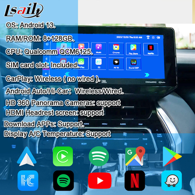 Lsailt OEM Android αναβαθμιστική μονάδα για Harrier Venza Toyota 2022-12.3 ίντσες Android πολυμέσων διεπαφή με YouTube, NetFlix