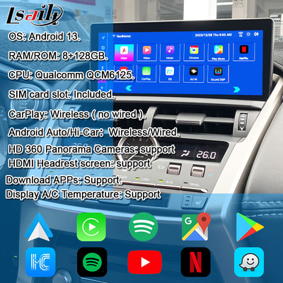 Οθόνη Android Lexus με Ασύρματο CarPlay & Android Auto 10.25 ιντσών Οθόνη αφής | Κάρτα SIM & Οθόνες 360 Καμερών IPS