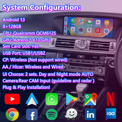 Lsailt 8+128GB Android Διεπαφή Πολυμέσων Βίντεο για Lexus LS460 LS 600h 460L 2012-2017