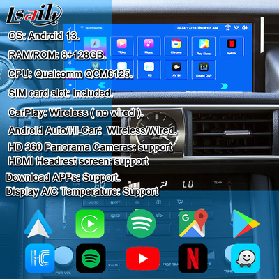Οθόνη Android Lexus Android 13 Multimedia DisPlay 8 Core Qulcomm για LEXUS IS200T IS300H IS350 Υποστήριξη Ελέγχου Joystick, YouTube, Google Play, CarPlay