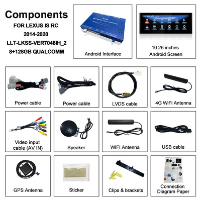 Οθόνη Android Lexus Android 13 Multimedia DisPlay 8 Core Qulcomm για LEXUS IS200T IS300H IS350 Υποστήριξη Ελέγχου Joystick, YouTube, Google Play, CarPlay