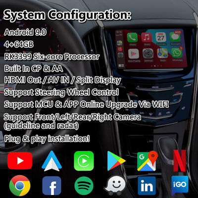 Lsailt Android Navigation Video Interface για Cadillac ATS CUE System 2014-2019 με Carplay