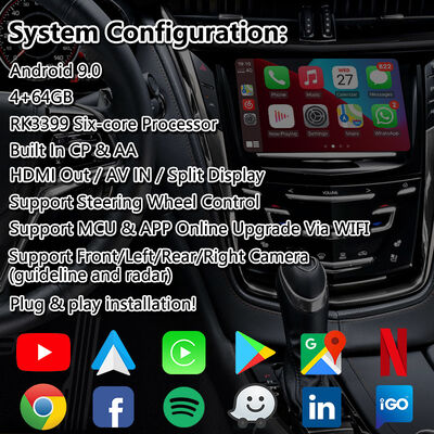 Διεπαφή βίντεο πλοήγησης GPS Android Lsailt για σύστημα CUE Cadillac CTS 2013-2019 με Carplay