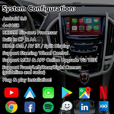 Διεπαφή πολυμέσων βίντεο Lsailt Android για σύστημα CUE Cadillac SRX 2012-2016 με Carplay
