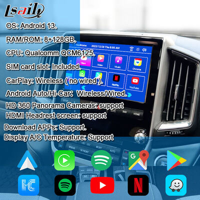 Διεπαφή πολυμέσων βίντεο Android 13 για Land Cruiser LC200 VXR VX GXL Sahara V8 2013-2021 Αναβάθμιση οθόνης OEM με ασύρματο CarPlay, YouTube