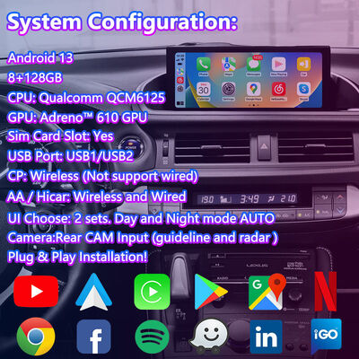 Lsailt Android Navigation Video Interface για το Lexus CT 200h FSport 2017-2022