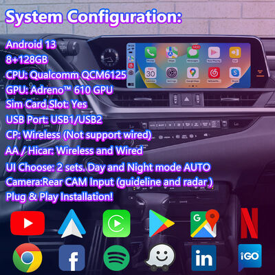 Lsalit Android Carplay Navigation Video Interface για Lexus ES 300h ES250 ES350 ES300h από το 2018 και μετά