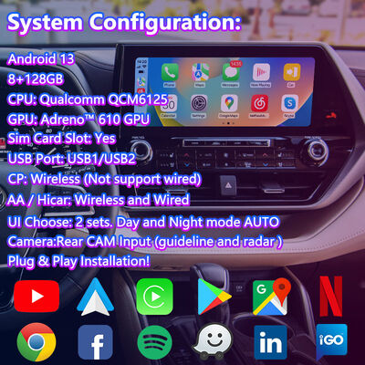 Lsailt Android Car Navigation Multimedia Video Interface για Toyota Highlander 2020-Σήμερα