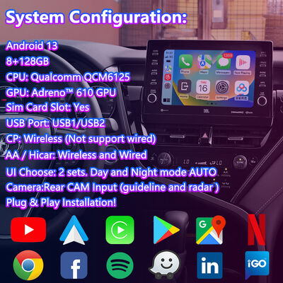 Lsailt Android Carplay Navigation Video Interface για το 2021-2024 Toyota Camry Hybrid XSE XLE SL SE XV70