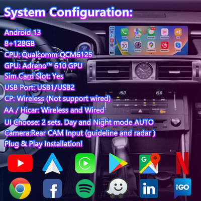 Lsailt 10,25 ιντσών Android Carplay πολυμέσων οθόνη για το 2013-2020 Lexus IS Knob IS250 IS200t IS300 IS300h IS350