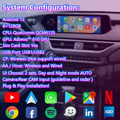 Lsailt Android Carplay πολυμέσων οθόνης για το 2018-2021 Lexus UX 300e UX200 UX250h UX300e