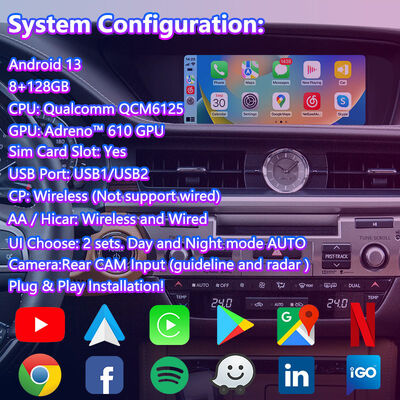 Lsailt Android πλοήγηση πολυμέσων οθόνη για 2012-2018 Lexus ES 300h ES250 ES350 ES300H