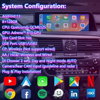 Lsailt Android Carplay πολυμέσων οθόνη διεπαφής για το 2016-2019 Lexus RX Knob RX350 RX450h RX200t RX300