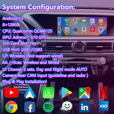 Lsailt Android Carplay πολυμέσων οθόνη για το 2012-2020 Lexus GS 200t GS300h GS250 GS350 GS450h GSF GS200t